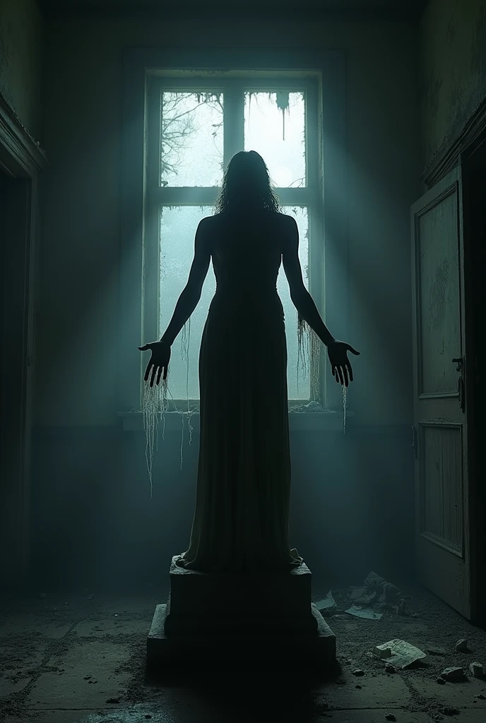 Trapped Spirits**: Ethereal representations of the trapped spirits and tormented souls lingering within the mansion. These ghostly figures could be depicted in anguish, reaching out from beyond the grave, their translucent forms emanating an otherworldly glow amidst the shadows.