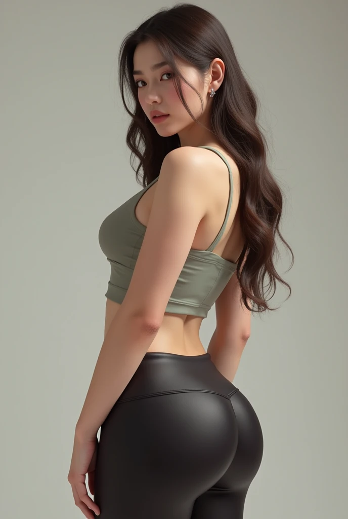 masutepiece, Best Quality, Realistic, Ultra-detailed, Girl with perfect body),(Korean Cute Female Announcer, (thin waist:0.5),(Huge breasts:1.5), (Huge ass:1.5), Brown Long Hair, Straight hair), Detailed eyes, 二重まぶた, Neat and clean girl,high-heels, Full body, 20yr old, Street , Golden Hoop Earrings, Belly piercing, Long legs, Face front, seductive lips, Big eyes, small nose, Black High Heels, Golden Crop Top, Black mini skirt, Big eyes, small nose