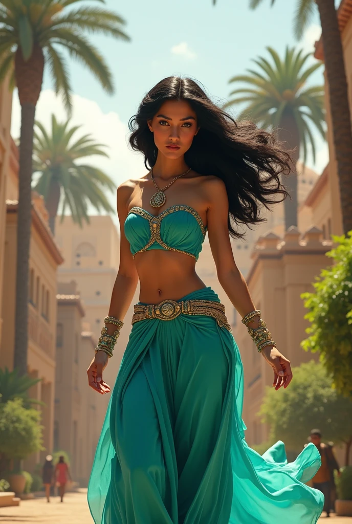 Stunning Princess Jasmine, photo in 8k, in action, cinematic.