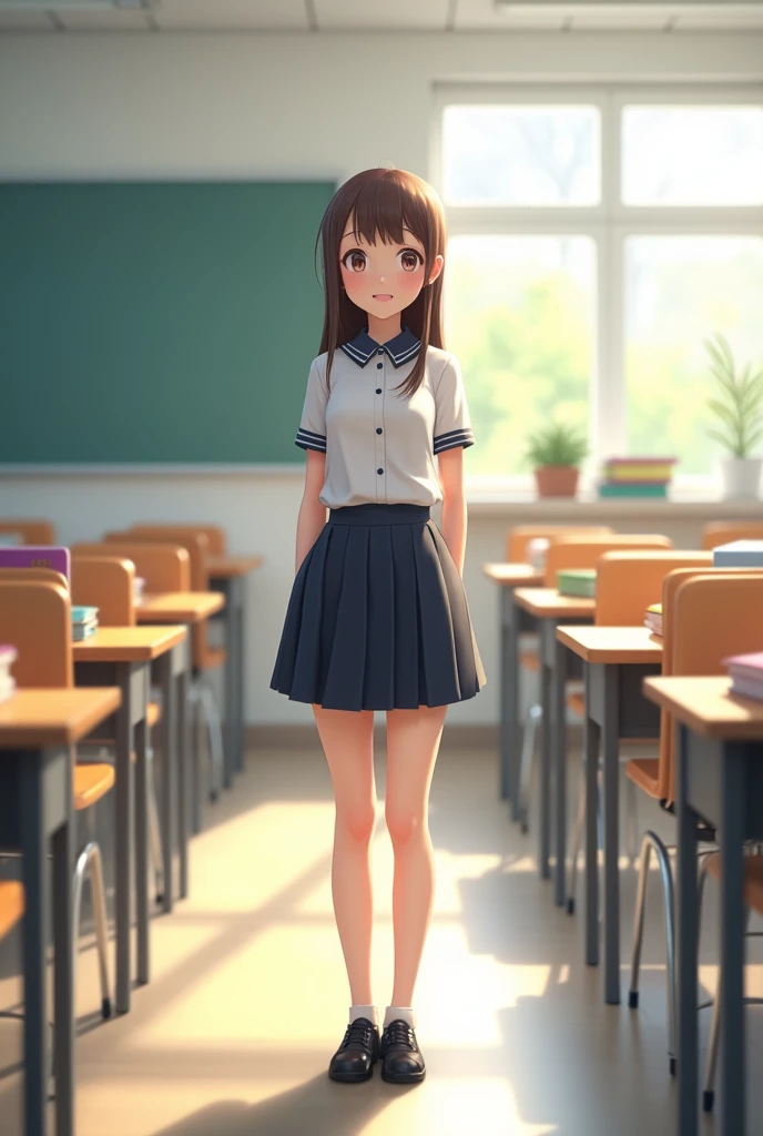 School girl wear white in the school