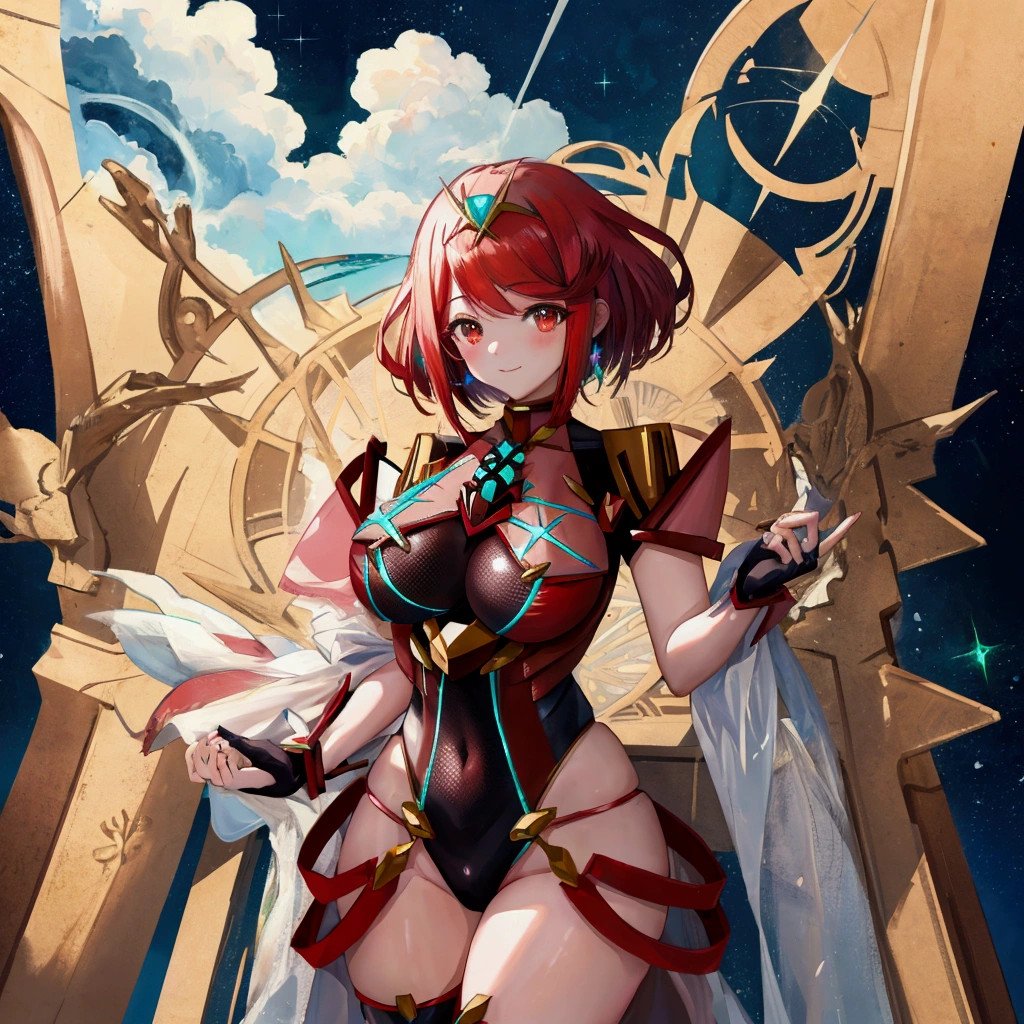 (pixiv masterpiece),masterpiece, best quality, 1girl, Pyra, queen, throne, simile.