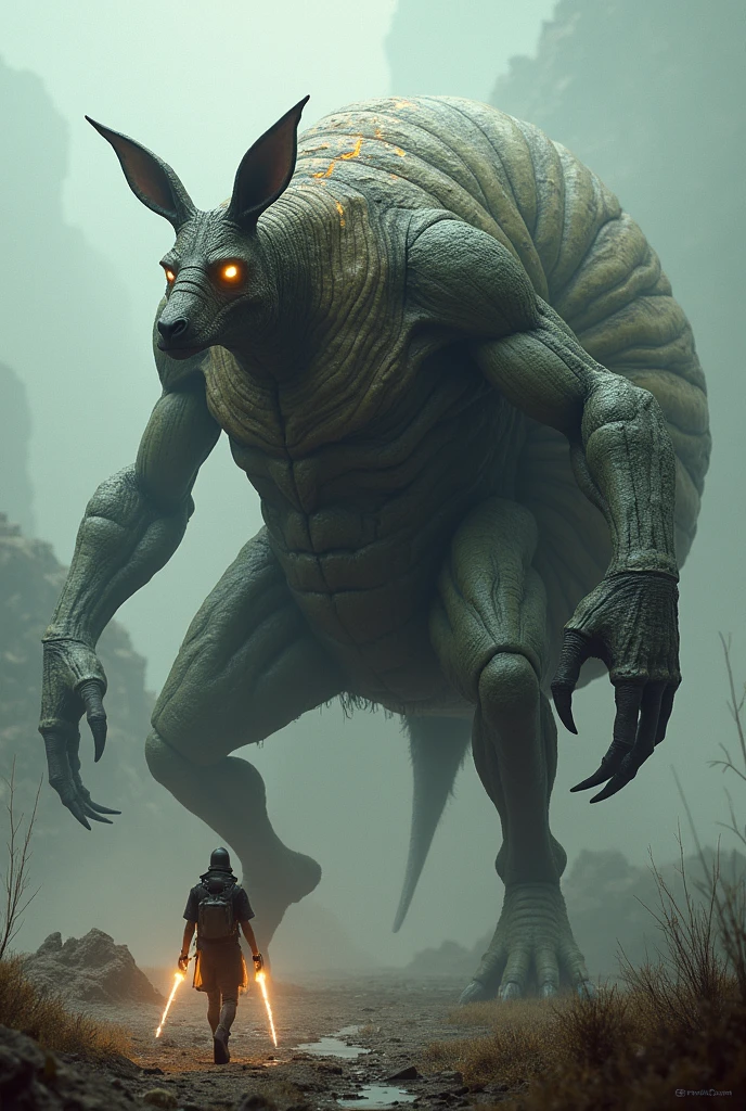 Deathclaw ape hybrid female. Huge tits. bare feet. Huge feet. Naked.   Fat hairy body.  Sci fi lab.