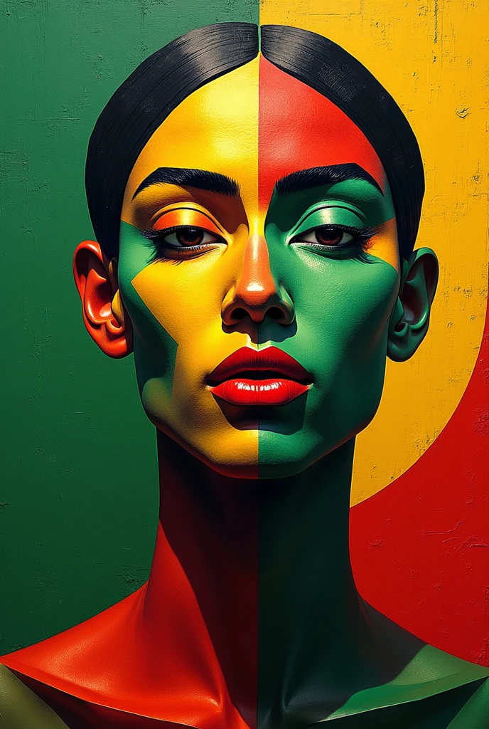 beautiful asian lady, freckles, brilliant glitter makeup, (red and blue and yellow and green and vitiligo skin: 1.5), perfect sexy breasts, hyperdetailed photography, soft light, head and body portrait, cover,, best quality, (detailed beautiful face, detail skin texture, ultra-detailed body:1.1)