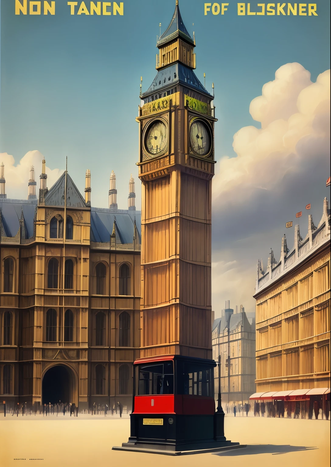 big ben, vintage_travel_posters vintage_travel_posters, no text, only big ben, no background