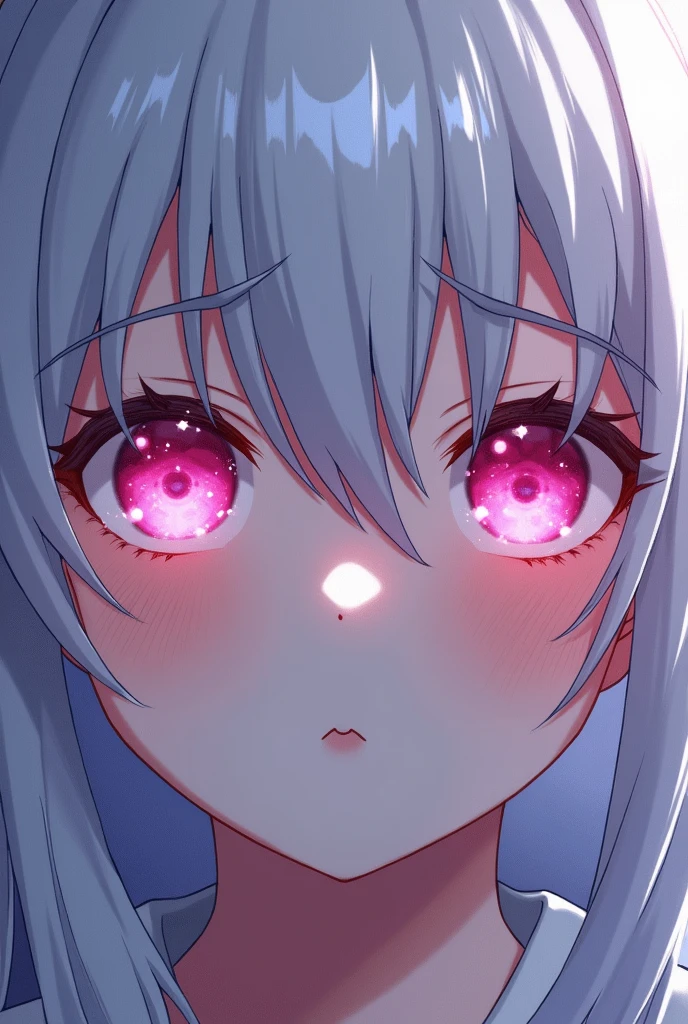 (Highest quality), (High resolution), (masterpiece), (Very detailed), Shiro \(no game No life\),Long Hair,Multicolored Hair,Hair between the eyes,Gradient Hair,Flat Chest,, Blue Archive Art Style, One Girl, Silky skin, Shiny skin, blush, desire, Heart pupil, Heavy breathing,(Sexy underwear), Looking up, (Dark Saturation), Love juice drips, Underwear is see-through, In bed at night, Dark Room,Leaning over, Very close, Body to Body, Put your arms around someone's neck, to kiss, Delighted, from the front