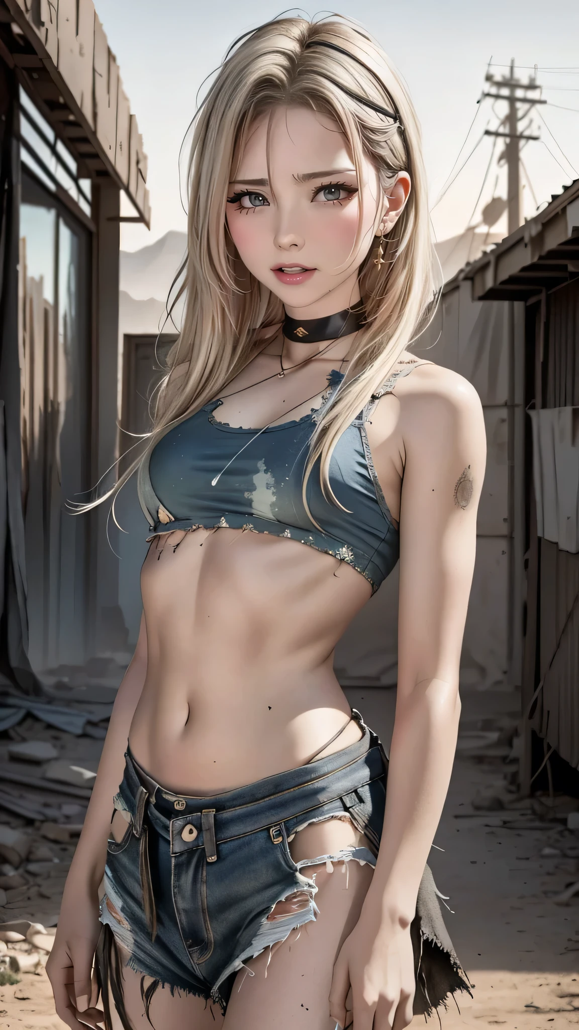 ((Android 18)), (((Como mulher maravilha))), ((Defined muscles)), athletic build)), loira do cabelo curto, ((no visible fingers)), ((camelo)), ((camelo)), ((sem calcinha)), master part, best quality, ((Realistic)), ((1 pessoa)), qualidade de imagem 8k, extremamente delicado e bonito, magnifica, Official art with attention to detail, Ridiculous, unbelievable Ridiculous, tamanho de arquivo enorme, Ultra-Detalhe, altamente detalhado, (beautiful young lady), ((figura feminina perfeita)), cintura fina, Cover your chest with your hands, (tatuagens por todo o corpo)), With a powerful presence, His body is decorated with a unique blend of abstract and realistic designs.., Arte Digital, Altgerm, hiperdetalhes, Top Fade, cowboy shot, fantasia sombria