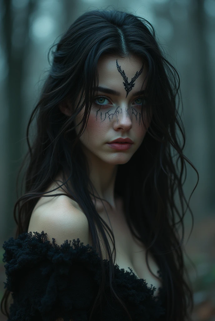 Beautiful woman with scary horn
