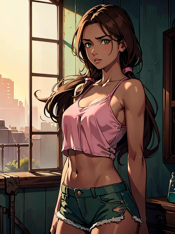 Personagem feminina em Imagem de desenho animado de uma mulher .Ilustra??o estilo desenho animado, estilo de arte dos desenhos animados, estilo de arte dos desenhos animados, digital illustration style, design de personagens altamente detalhado, arte digital detalhada coragem, Forest fan art, Design de personagens de retrato, beautiful digital illustration, retrato de alta qualidade, Arte em quadrinhos, mulher jovem cabelo com transas lindas . Beautiful lined eyes Medium large bust and wonderful sexy clothes. image expression of sexual desire from the waist to the illustration