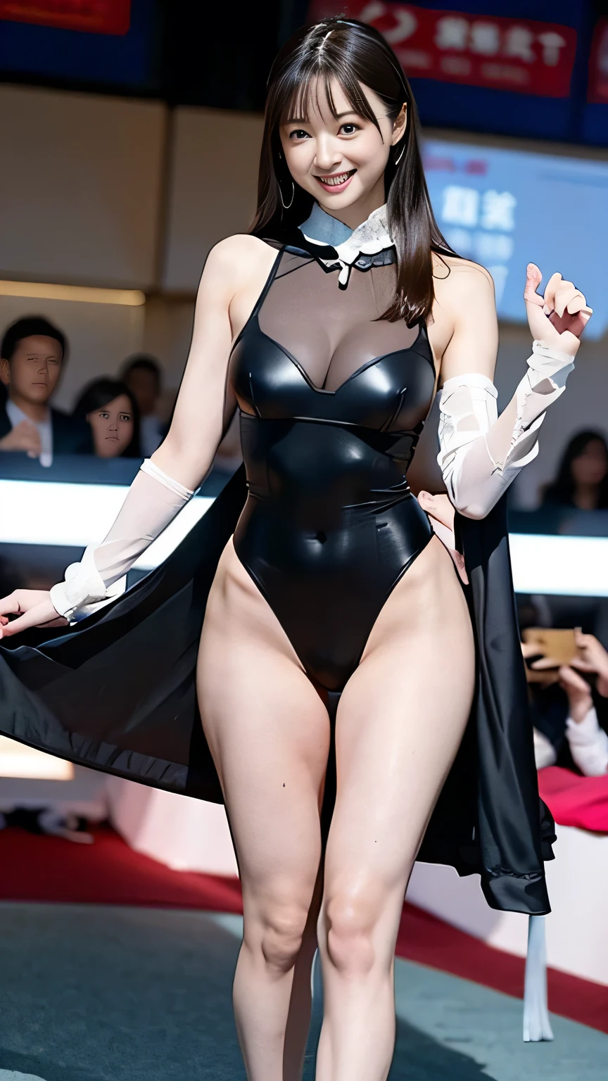 Perfect Face, Perfect Eyes,Very complex、 3 women, Looking at the audience, smile, Jokingly, Very slim, Nice big tits(Really good:1.9), Perfect results, Super realistic high leg, Perfect hands, Perfect Fingers, High leg leotard, Sexy beauty、happy、Facial details