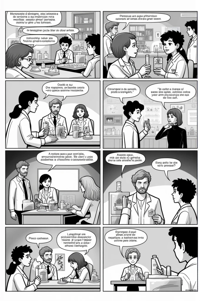 Make a comic strip without color drawing only about the modern synthesis