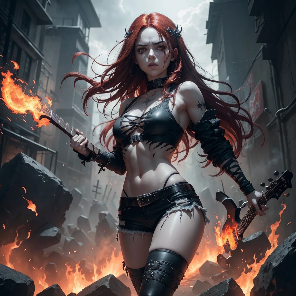 Iron Maiden is a beautiful woman surrounded by flames and ice