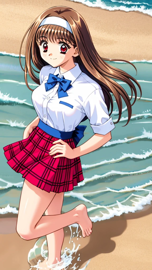 NSFW,(masterpiece, best_quality, high_resolution, high_detailed:1.4),(vivid colors,Crystal clear image quality:1.4), (One girl, alone:1.2), cute, smile, Five beautifully connected fingers,Detailed Background, (View your viewers, alone focus:1.2), Light on the face, null, blue null, Cowboy Shot,Low - Angle,The viewer looks up from below, sunlight, Lens flare, Depth of written boundary, scenery, Open your mouth, osaka shizuku, Long Hair, red hair ribbon, blue eyes, Black Hair, Straight hair, nijigasaki academy ,White panties,Panty shot,The wind is blowing,The wind flips up my skirt,I can see your underwear,Skirts fluttering in the wind,The wind blows up my skirt,Looking Back
