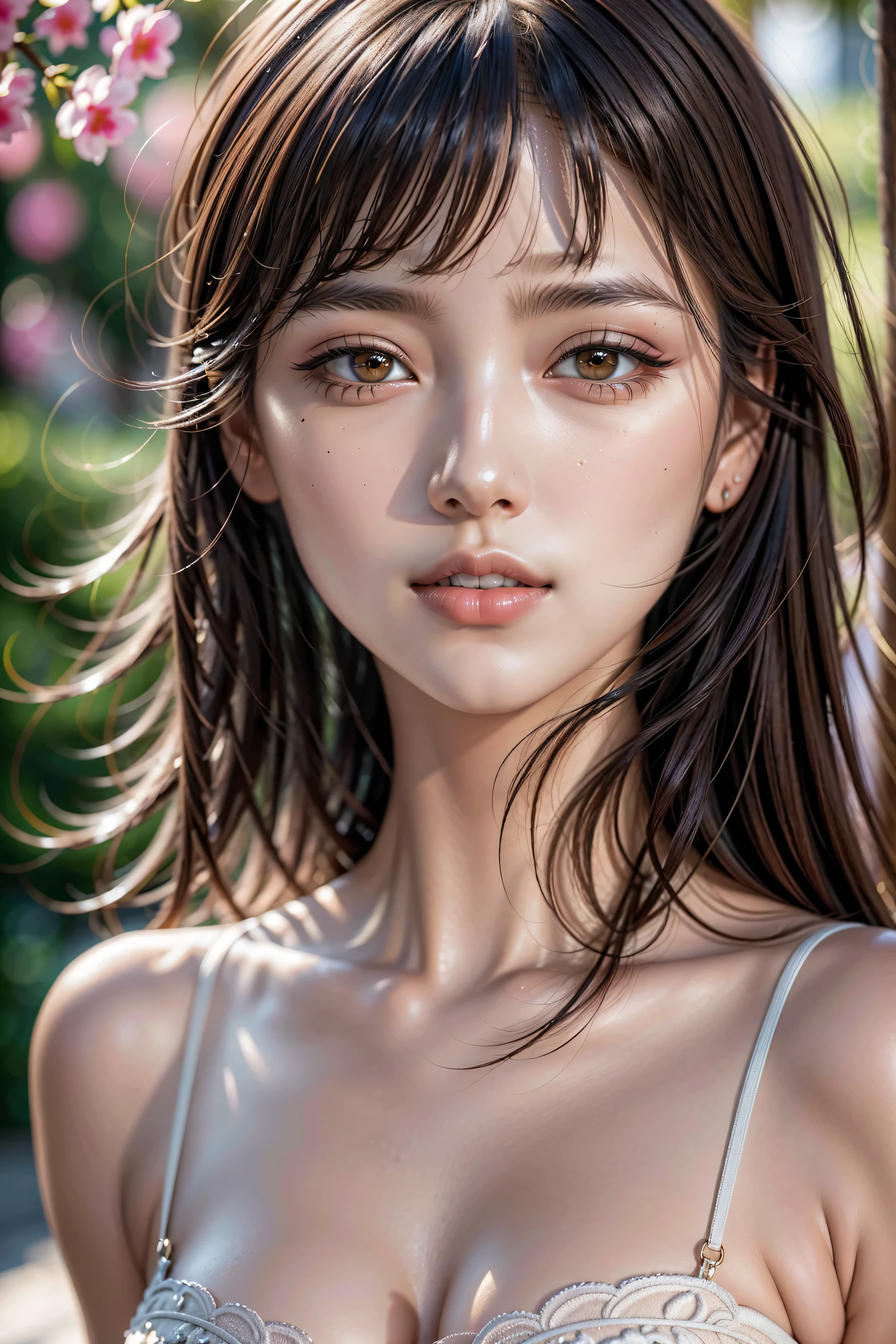 anime girl with brown hair and a white dress posing for a picture, beautiful alluring anime woman, seductive anime girl, detailed digital anime art, beautiful anime woman, attractive anime girl, kawacy, female protagonist 👀 :8, beautiful anime girl, detailed portrait of anime girl, anime visual of a young woman, detailed anime character art