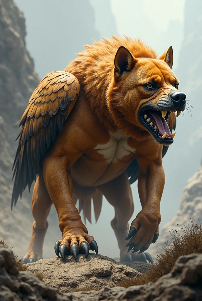 Pitbull + eagle make a different animal looking dangerous and full anger look