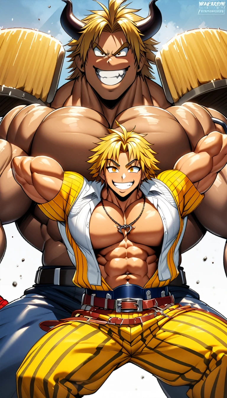 Highest quality,Huge muscles,Full Color,tidus,Massive ,smile wickedly,Open shirt,Shake hard,Devil&#39;s Wings and Tail,Normal position,Huge erect penis,Rubber Suit,Magic circle tattoo,Sex,2boys,((Zoom out,Full body photo)),Stick your tongue out,The devil enters the body,(((アナルSex,)))boys, man, anal sex, standing, man hug boy’s knees from back, man hold boy, breasts, nipples, both legs up, Open legs, best quality, very aesthetic, ultra-detailed, best illustration nsfw, sweat, steam, male 