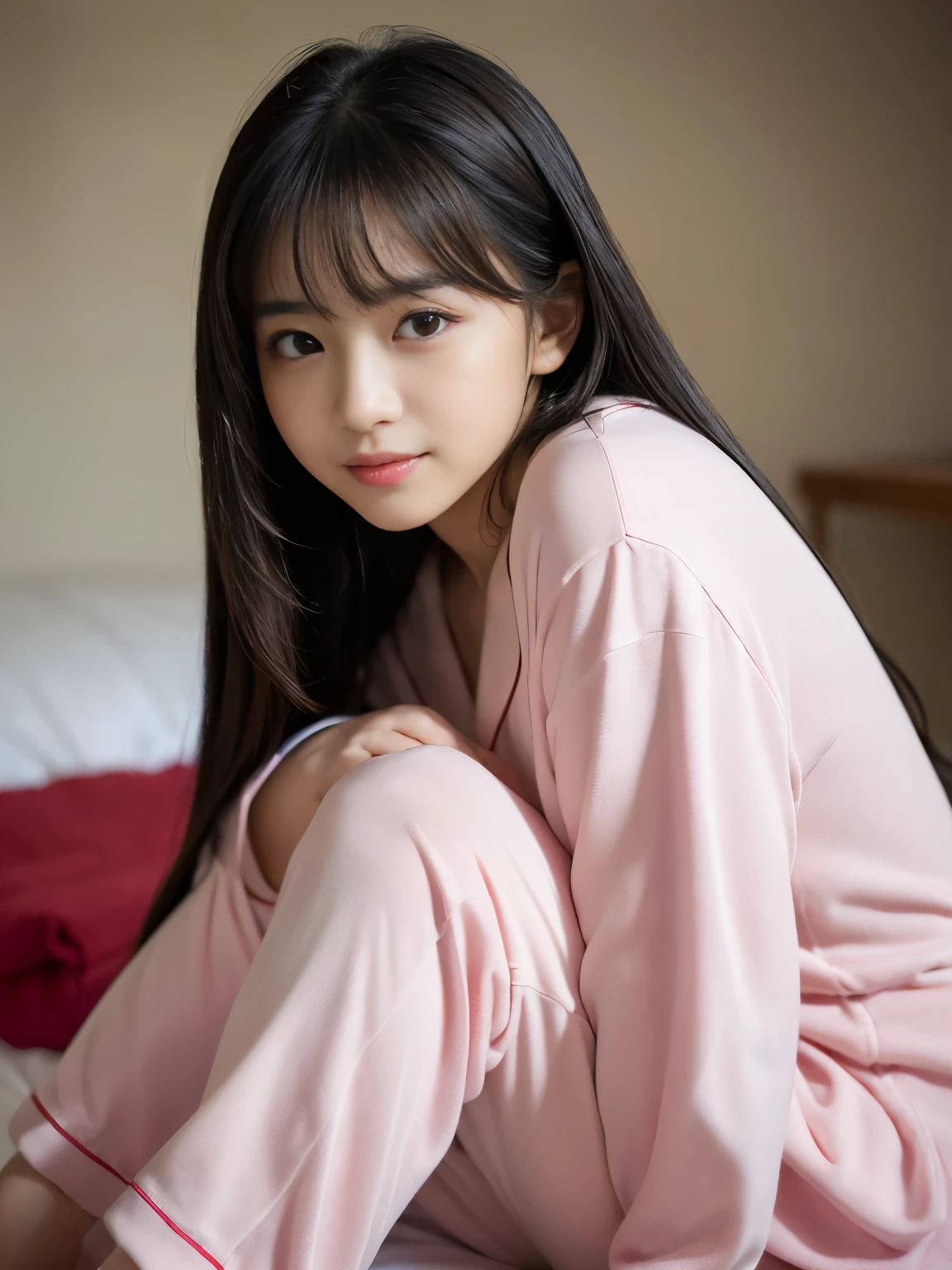 detailed face, cute face,brown eye, master piece , best quality , (girl) , japanese , (sleeping on one's side) , from front , blouse , skirt