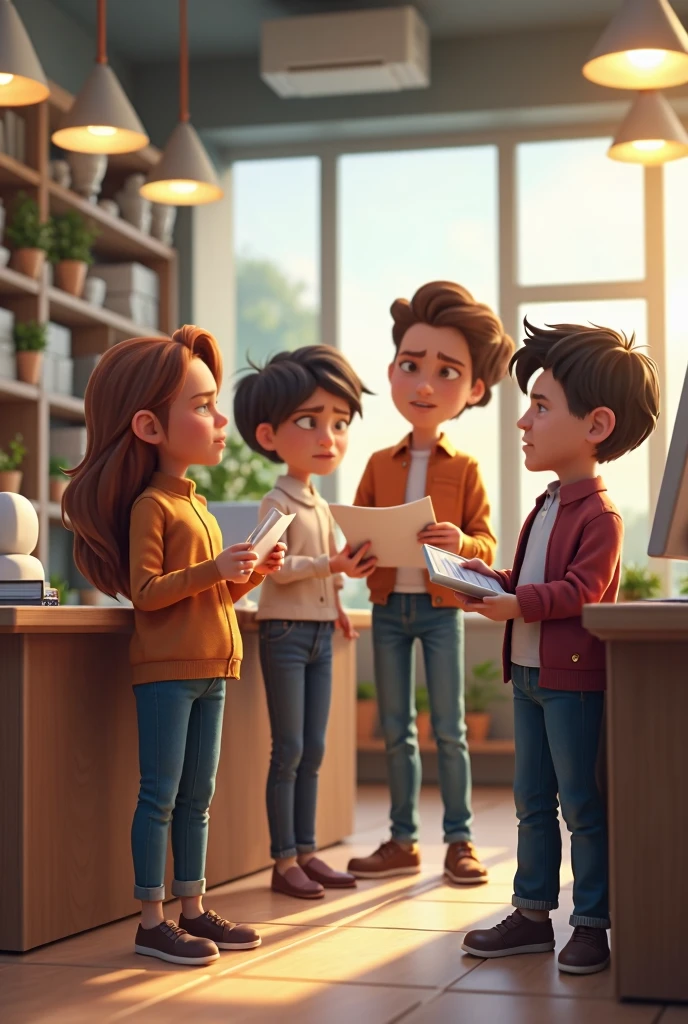 Two boy and one girl organizing a partnership firm named Eco trade