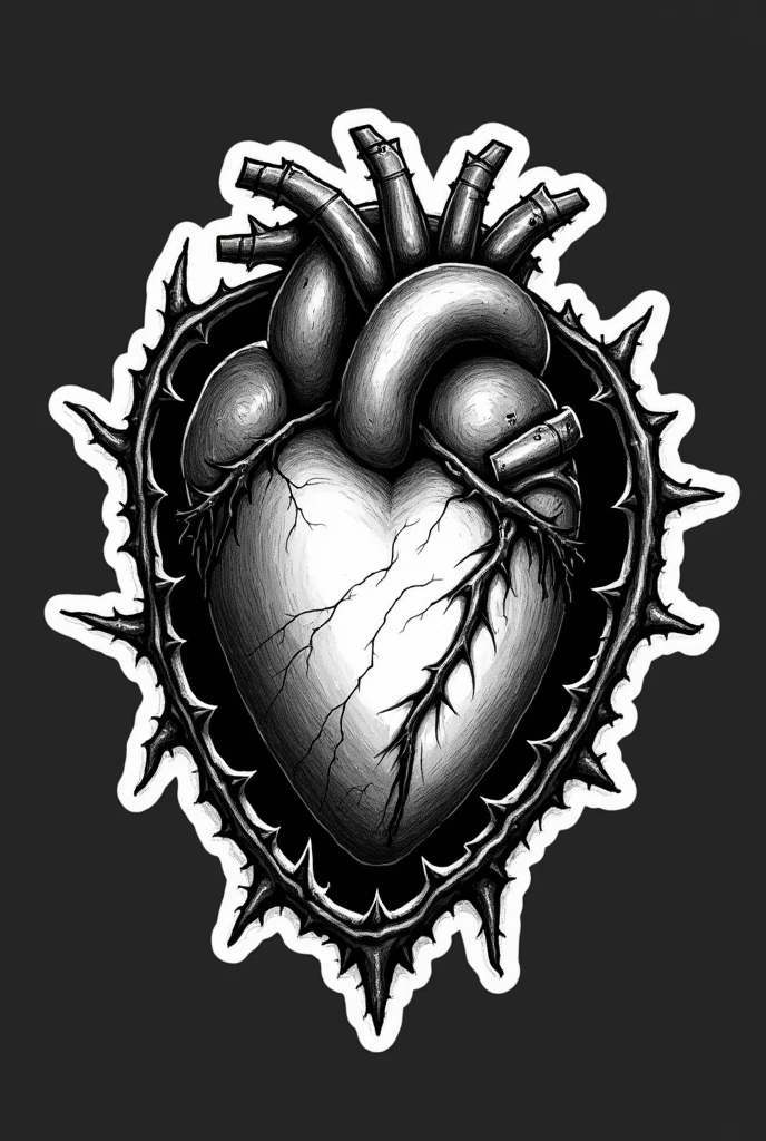 Euro trash style tattoo of a heart
white background