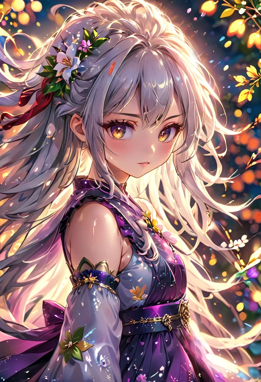 anime - style girl with long hair and flowers in her hair, cute anime waifu in a nice dress, beautiful anime girl, cute detailed digital art, beautiful anime portrait, guweiz on pixiv artstation, artwork in the style of guweiz, guweiz on artstation pixiv, detailed digital anime art, anime style 4 k