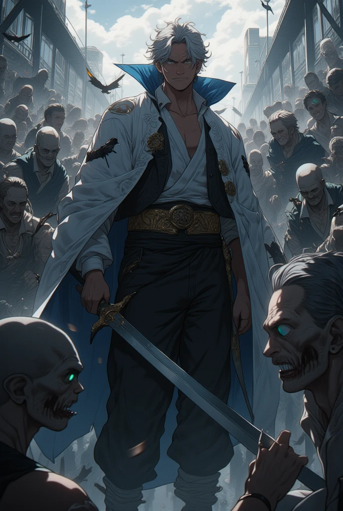 Close-up Shot Shot:A man holding a sword standing in front of a group of zombies, Roronoa Zoro, badass anime 8 k, 4k manga wallpapers, Best anime 4K Konachan wallpaper, Anime epic artwork, The handsome guy in Demon Slayer, Ghost Slayer Art Style, Anime art wallpaper 4k, anime art wallpaper 4k, Anime wallpaper 4k