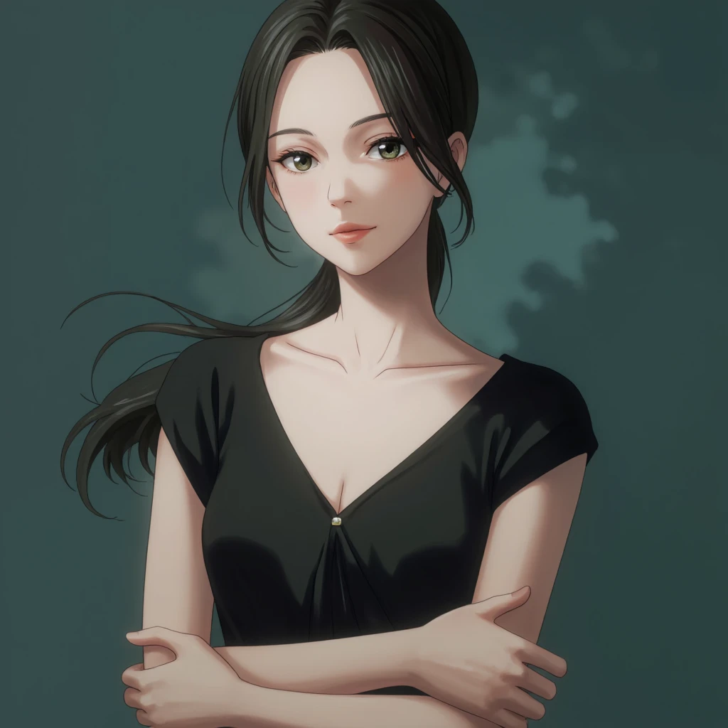 animemanga girl with long hair and a black dress posing for a picture, Sase-ri, Cute girl anime visual, anime moe art style, Those who wear skirts, animemanga girl weaincag a black dress, pretty animemanga girl, (animemanga girl), cute animemanga girl, 穿着漂亮裙子的可爱animemanga girl, attractive animemanga girl, beautiful animemanga girl, inca, Smooth anime CG art