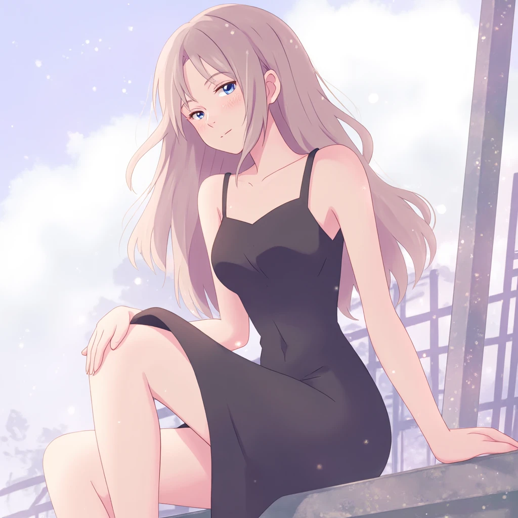 animemanga girl with long hair and a black dress posing for a picture, Sase-ri, Cute girl anime visual, anime moe art style, Those who wear skirts, animemanga girl weaincag a black dress, pretty animemanga girl, (animemanga girl), cute animemanga girl, 穿着漂亮裙子的可爱animemanga girl, attractive animemanga girl, beautiful animemanga girl, inca, Smooth anime CG art