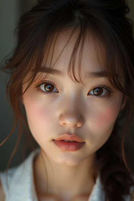 8K,Best quality, masterpiece, ultra high res, (photorealistic:1.4), raw photo, (Authentic skin texture:1.3), (film grain:1.3), (selfie angle),1girl,beautiful detailed eyes and face,masterpiece, best quality,close-up,upper bod,