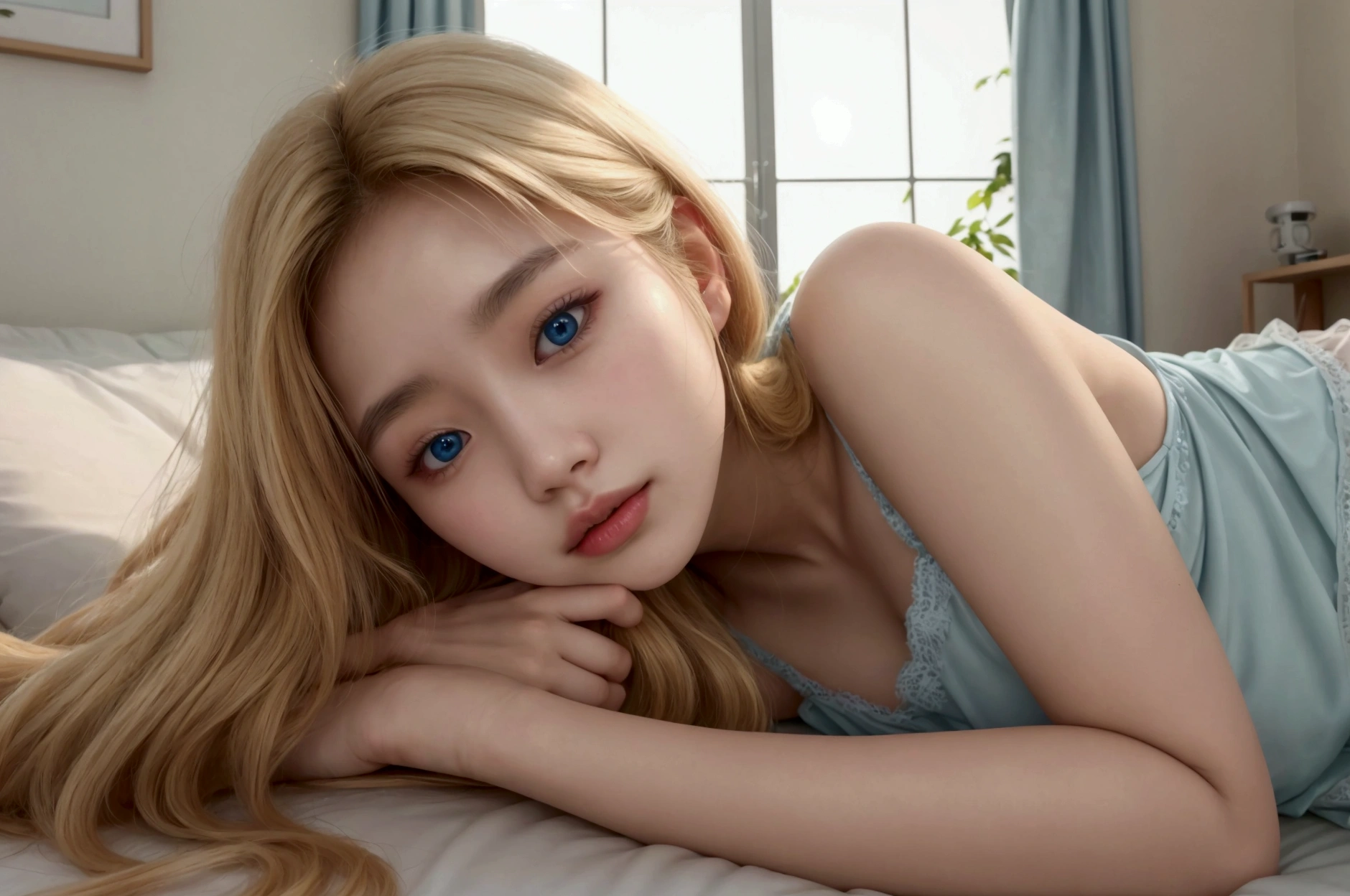 Hay una mujer acostada sobre la espalda de un hombre en la cama., realism artistic style, realista artstyle, realista. cheng yi, tendencia en artstration, obra de arte al estilo de guweiz, hecho con estudio de pintor anime, realista picture, inspirado en Yanjun Cheng, semi - realista, semi-realista, ultra realista picture, realista digital illustration