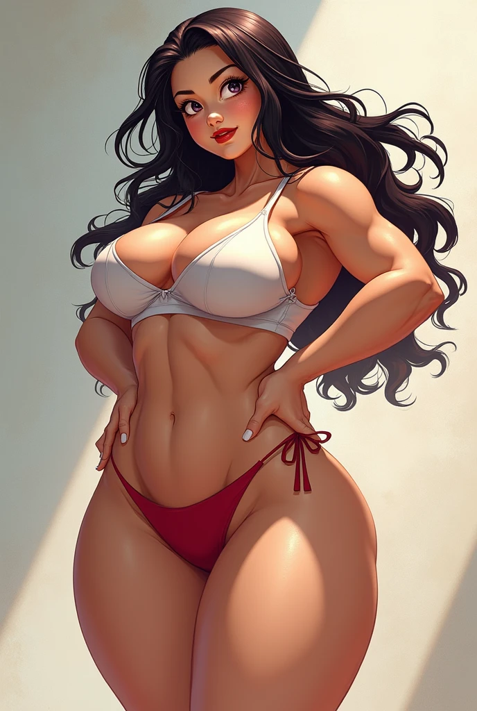 ((medium shot)), Beautiful girl, long hair, jewelry, pretty cute face, flawless face, jewelry earrings, details eyes, flat chest, perky breasts, beautiful eyes, meticulous makeup, eyebrows, beautiful red lips, plump lips, socks, sexy bra, lean body, thin body, tiny waist, fitness body, long bangs and a long ponytail, empty background, perfect hands, eye contact, cute smile, (slutty:1.2), kneeling, looking up, eye-contact
