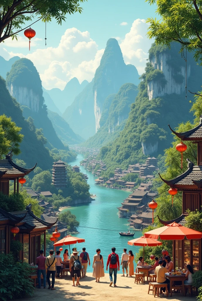 there is a boat that is floating in the water near a mountain,dreamy Chinese towns,beautiful mattepainting,epic matte painting of an island,Chinese landscape,Beautiful rendering of the Tang Dynasty,beautiful landscape rendering,matte painting scenery,beautiful matte painting,high quality matte painting,3D rendering matte painting,Anime landscapes,matte painting in fantasy style,dreamy matte painting。
