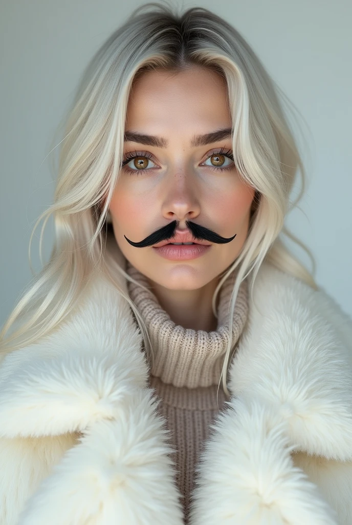 Indian young women with white hair and moustache