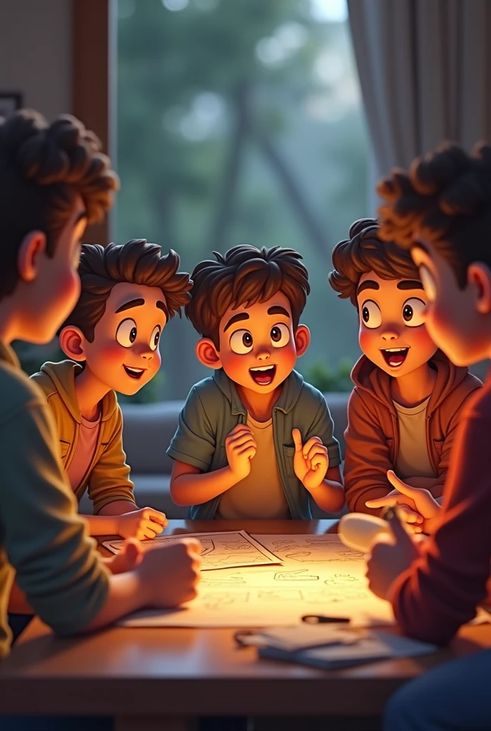 A group of children playing tabletop RPG