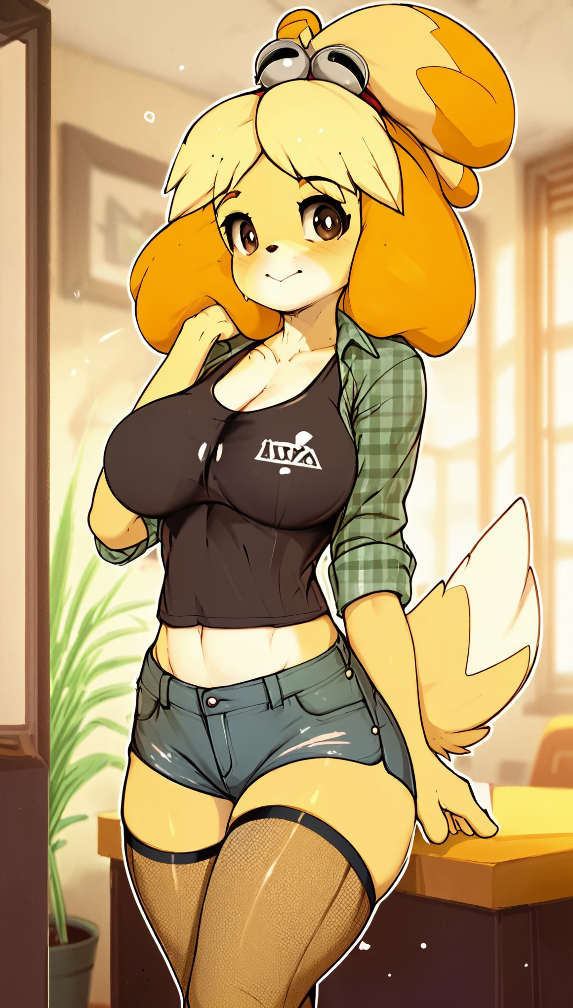[isaCrossing], [Isabelle; Animal Crossing], [Hochgeladen auf E621.netto; (Pixelsketcher), (Wamudraws)], ((Meisterwerk)), ((solo portrait)), ((Vogelperspektive)), ((feet visible)), ((pelzig; Anthro)), ((detailliertes Fell)), ((Detaillierte Schattierung)), ((Beautiful rendering art)), {Anthro; (gelbes Fell, schwarze Nase), niedliche blaue augen, cute smile, (Nervous expression), (flush), (Sweat on the forehead), blondes Haar, (Bells in the hair), Haarknoten, flauschiger Schwanz}, {(office woman), (Rotes Band), (orangefarbener Pullover), (white shirt), small boobs, kurzer blauer, figurbetonter Rock}, {(sitting behind office desk)}, [Hintergrund; (office), (Fenster), (Sonnenstrahlen)] extremely large, crowded, rund, extremely large breast implants allow pompous hyper-extreme breast, Brust_expansions Hochwertiger Body, Top class beauty clinic, beautiful body, Beautiful eyes, Lovely face, Inflate breasts with silicone, Pumpt sich auf wie ein Luftschiff, heller Tag, Highly detailed