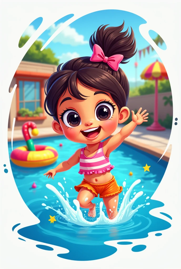 Cute gal pool illustration style