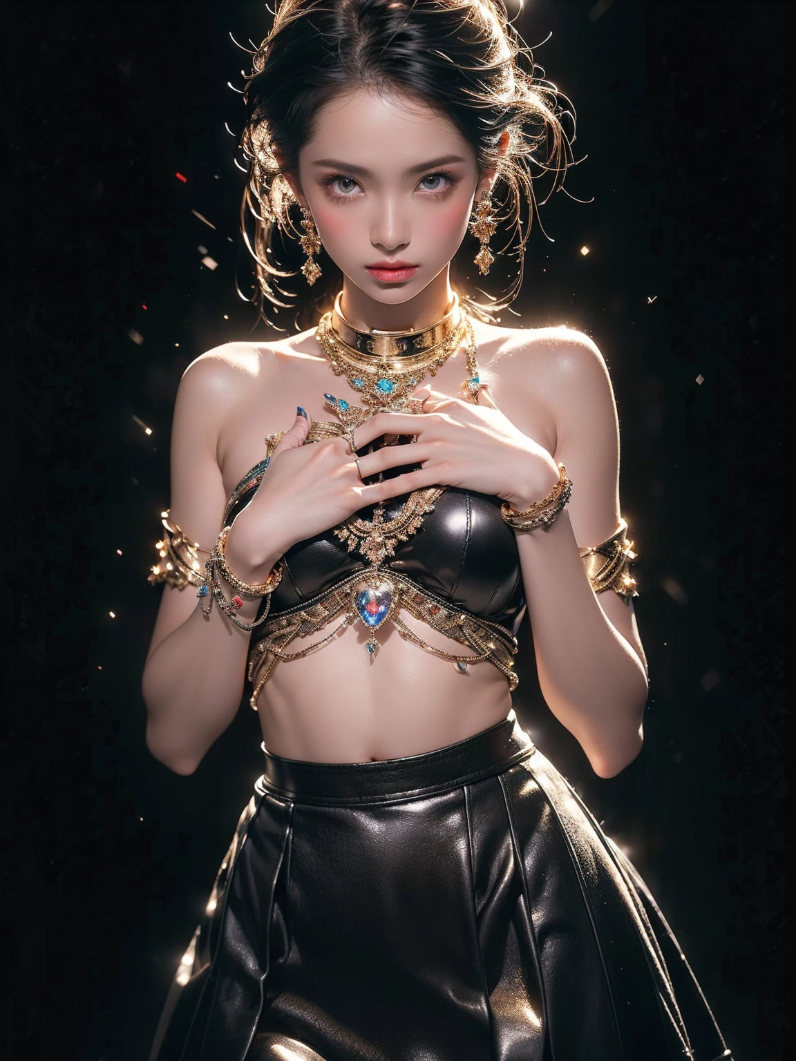 Depicts a mysterious and beautiful female character standing on suspended fragments in the cosmic starry sky。
Planets blend into the starry sky background、Elements such as nebulae and meteors。
The beautiful male character's eyes are confidenhows a strong and mysterious temperament。
Add mystery symbols or signs to the suspended debris,Symbolizes a strong background。
In the Navy、Purple is the dominant color,Complemented by gold or white highlights。Use light and particle effects to show the depth and mystery of space。
7. Include the title of the book in the cover design《Global simulation:My talent is 100 million points》
