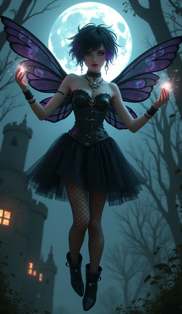 Masterpiece, best quality, (highly detailed raw photo:1. 2), 8k render in arnold, volumetric lighting, volumetric shadows, artistic, blending, feng zhu style <lora:more_details:0.6>
young woman, cocktail dress, Dancing as if surrounded by butterflies, purple, very short hair, wedge cut,
contemporary fantasy, a witch's brew causes chaos, corn maze