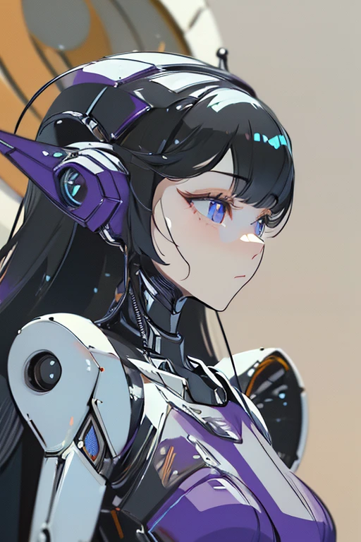 empty eyes,robotized woman ,big bust,Robot Joint ,Metal skin
