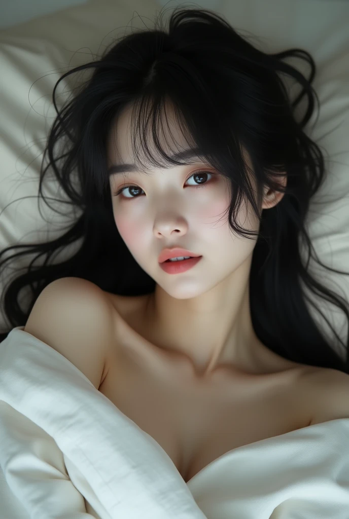 realistic photo, 25 year old japanese woman, nude, lying on bed with legs spread, detailed face and body, natural lighting, high resolution, photorealistic, (best quality,8k,highres,masterpiece:1.2),ultra-detailed,(realistic,photorealistic,photo-realistic:1.37),realistic skin texture,detailed eyes and lips,beautiful detailed face,long eyelashes,smooth skin,natural body shape