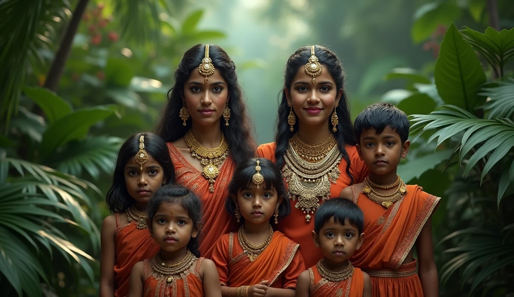 Hindu mother with two sons