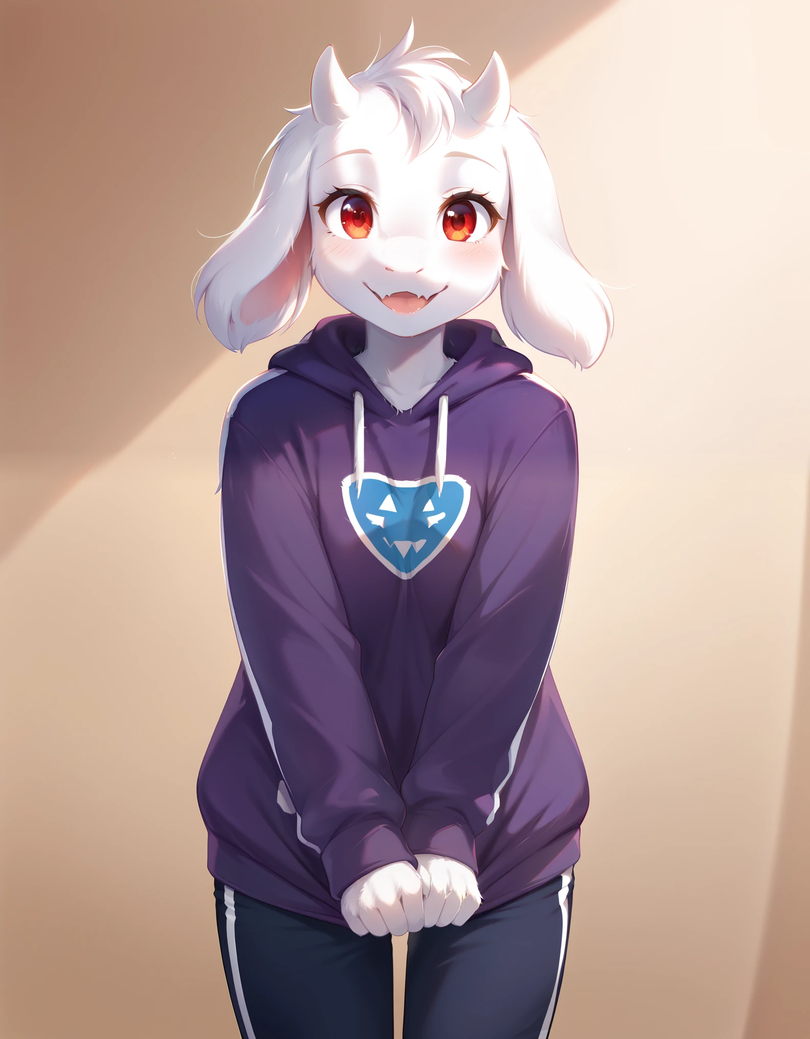 twokinds, tkstyle,, score_9, score_8_up, score_7_up, source_furry,, furry, fur whiter, 2D, BREAK, 1girl, solo, Toriel, young