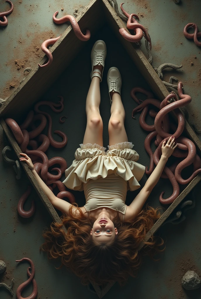masterpiece, high quality, young girl, pink lingerie, tight, legs tied, with tentacles, arms tied, with tentacles, mouth covered, with tentacles, surrounded by tentacles, sweat, whole body, orgasm, on all fours, NSFW, monster sex, tentacle sex