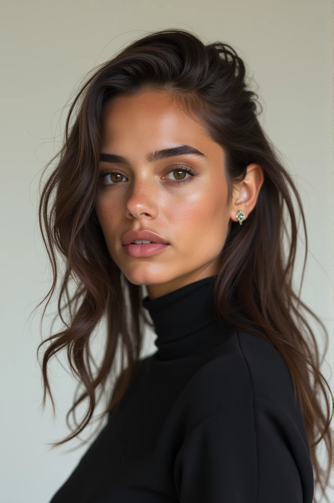 Femme Arafed avec de longs cheveux noirs et un haut blanc, 18 ans, portrait emily ratajkowski, très beau visage, portrait de demi rose, Very nice model, clear portrait de demi rose, visage impeccable, extremely beautiful face, beautiful model girl, portrait de chaussette rose, beau visage, belle jeune mannequin, Emily Ratajkowski, Portrait de Sophie Mudd