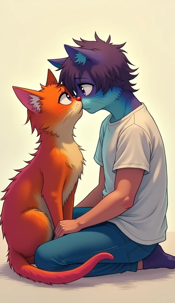 (((eevee, woman, small breasts, kissing girls, french kiss, blushing, nude, slave collar , extremely detailed, extremely detailed legs, extremely detailed arms, extremely detailed face, perfectly detailed eyes, perfectly detailed anatomy))): 1.2, perspective, curved thighs, curvature, unexpressive face, (tail), totally blushed, lewd smile , (half-closed eyes), supermodel, submissive, ((beach)), ((dusk)),((dim light)), medium hair, blue and black fur body, blue and black fur , green eyes, ager, 18 years old teengirl, ((by fluff-kevlar, by Zackary911, by Kenket, by Kilinah, by fluff-kevlar)), ((hair covering eye frontal view, Laying down, legs spread, open vagina, kissing girl, fingering vagaina, lesbian, cumming, wet fur,