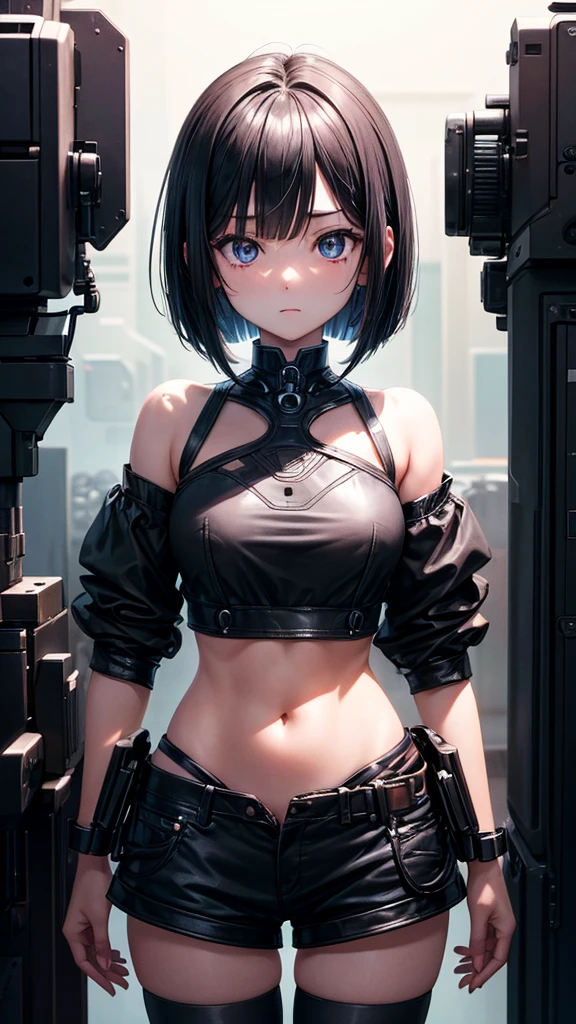 basketball uniform, shorts, midriff, sleeveless, absurdres, RAW photo, extremely delicate and beautiful, masterpiece, Best Quality, ultra high resolution, 32k, hyperrealistic, ultra-detailed, detailed description, pale skin, 20 years old, tearful mole, earring, big tits, short medium hair, wavy hair, whole body shot,