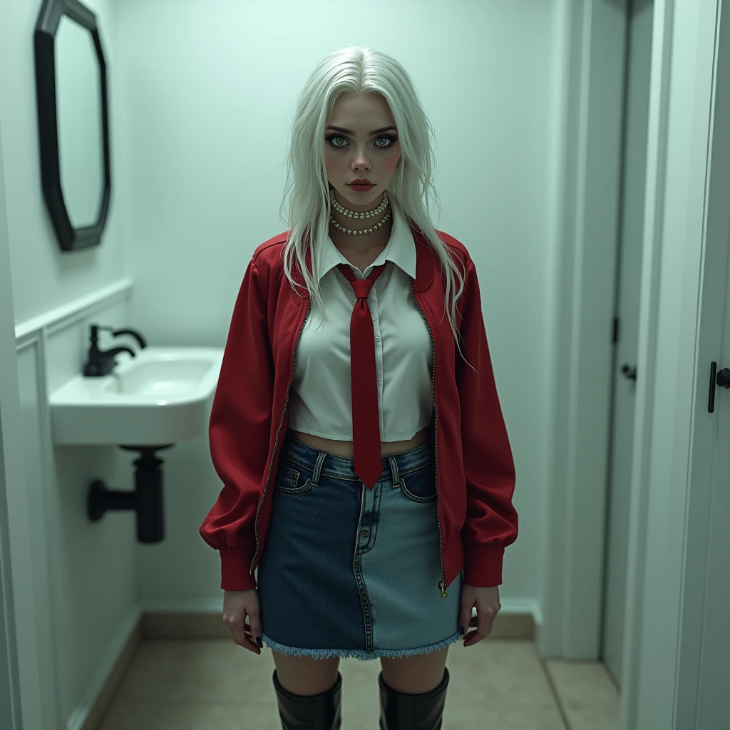 Mulher jovem, cabelos pretos, bonita, Fine-drawn face, olhos azuis, rosy lips, Sardas, freckles, middlebreasts, coxas grossas, cintura estreita, usando blusa rosa, blusa decotada, saia curta plissada, tartan mini skirt, meias brancas acima dos joelhos, ambiente claro e bem iluminado, luz suave