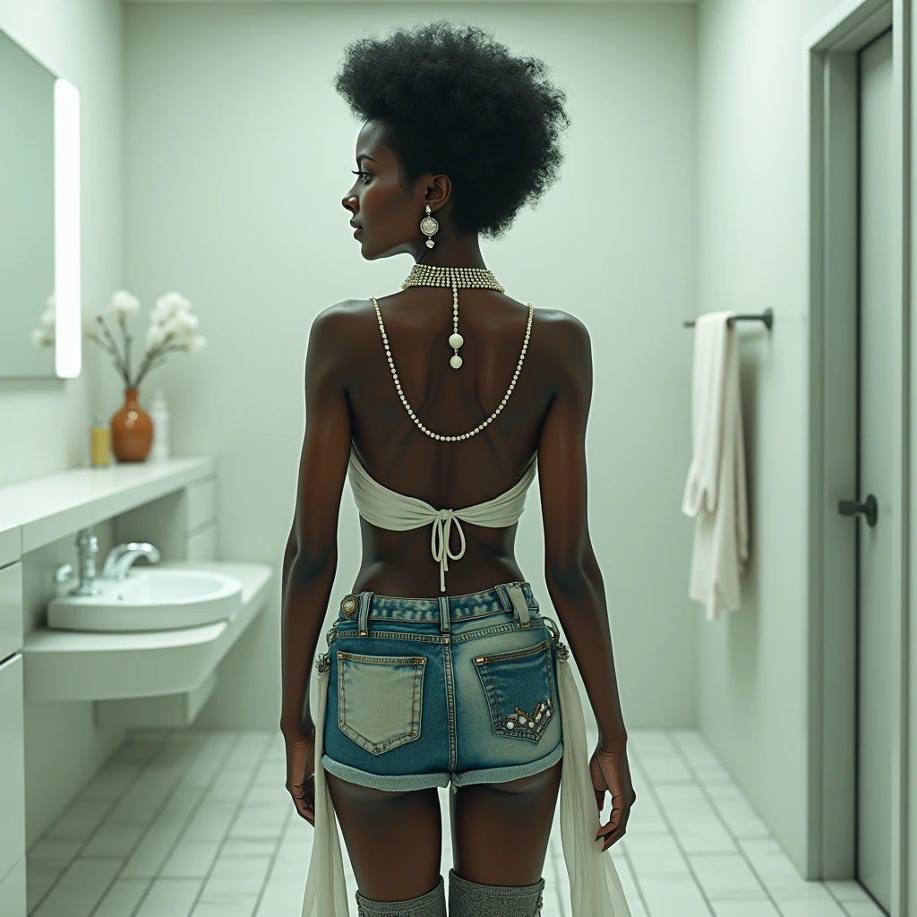 Black woman shaving her pussy in the bathroom naked