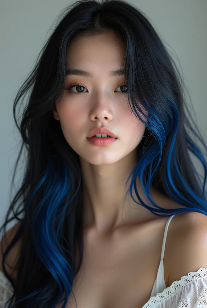 32K, Highest quality, masterpiece, Realistic, Very detailed, photograph, High resolution, 行photograph, High resolution, Confused, Smoother light, Official Art, Written boundary depth, Bright light,
close, thin, Detailed face, anger, Beautiful attention to detail, Korean 1 person, cute, Highest quality real texture skin,, Black Lips, eyeliner, Gothic, Goth Girl,((multicolored hair colors:1.2)),(((Completely naked))),(((nsfw))),((Small breasts:1.2)) ,