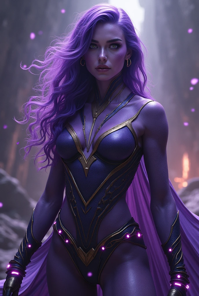 "Create an ultra-detailed, best quality, high-resolution masterpiece depicting an umbral elemental with an inhumanoid figure seeping with purple energy" perfect shadows, high quality shading, photorealistic,