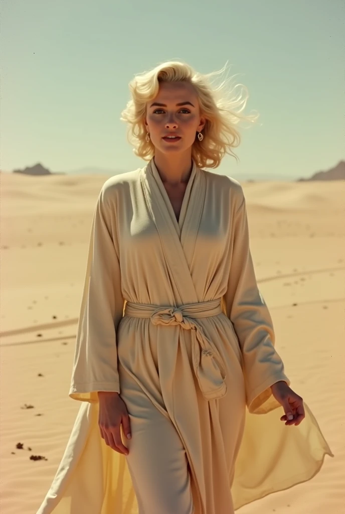 Desert Princess, robe, sand, by Ryan McGinley, full body, cinematic still, cinemascope, best quality, masterpiece, very aesthetic, perfect composition, intricate details, ultra-detailed, vivid colors