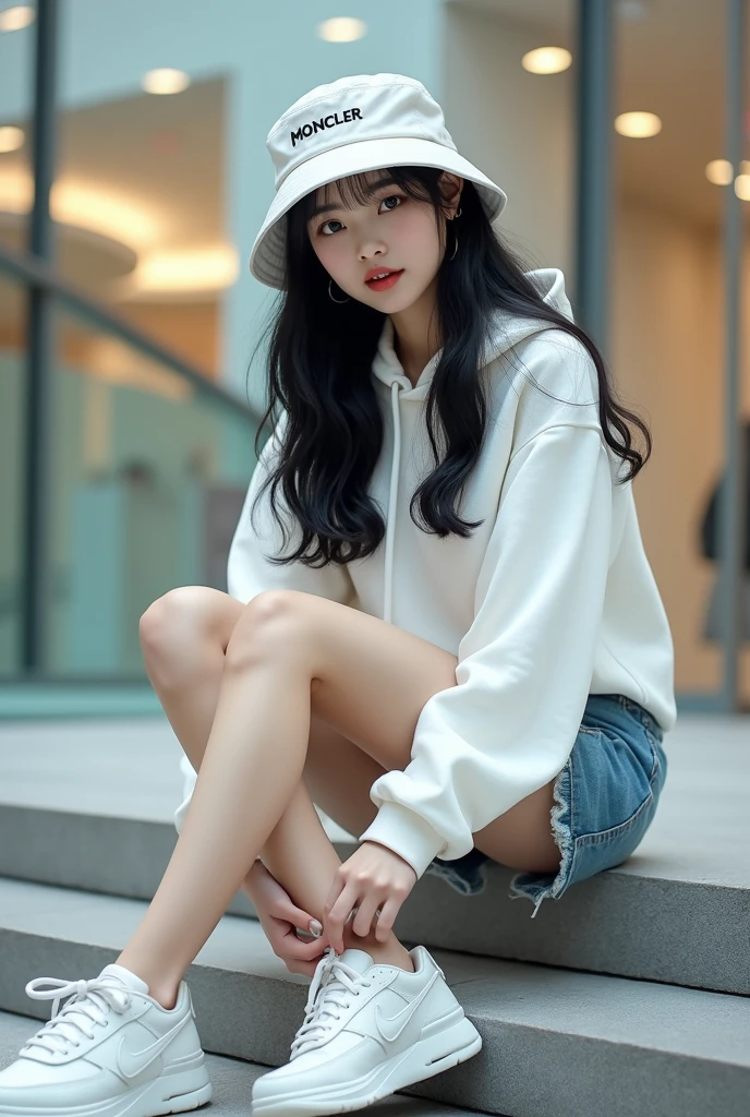 (masterpiece), (photorealistic),(ultra-detailed), very pretty one korean young woman about 23 years old barely sitting up on a bench,has not eaten for 2 months, about to die of starvation,extremely slim, extremely weak,tall,short head, long legs, barely have strength,exhausted,so feeble and extremely  thin and extremely weak that  just thin bones, slightly smiling, small head,extremely skinny, big eyes,clean skin, wearing  short and crop hoodie not covering the abdomen but hat taken off, long hair,bony, wearing very short shorts, clothes baggy because she is slim, generate entire body, extremely feeble and slim but tall and long body, so thin that almost thin as a skeleton,extremely slim legs, extremely slim arms, very hungry, not having much strength, barely having the strength to not faint, feeble head,extremely feeble body, extremely thin legs,,extremely slim and extremely thin thighs,very extremely thin body,wearing shorts, wearing sneakers, tall, long body,eagerly using all strength not to faint,pleading for food,slightly smiling,haggard,so feeble and thin that have almost no fat,extremely hungry,want to eat anything because she is so hungry,severely hungry,slightly smiling,one hand on stomach part of hoodie,barely enduring extreme hunger,barely resisting the extreme urge to eat everything,hardly trying to endure extreme hunger,full body